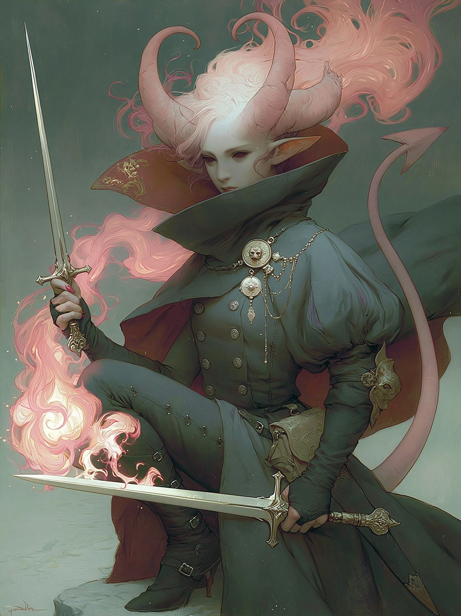 Horned Fantasy Warrior Poster. poster — illustration art