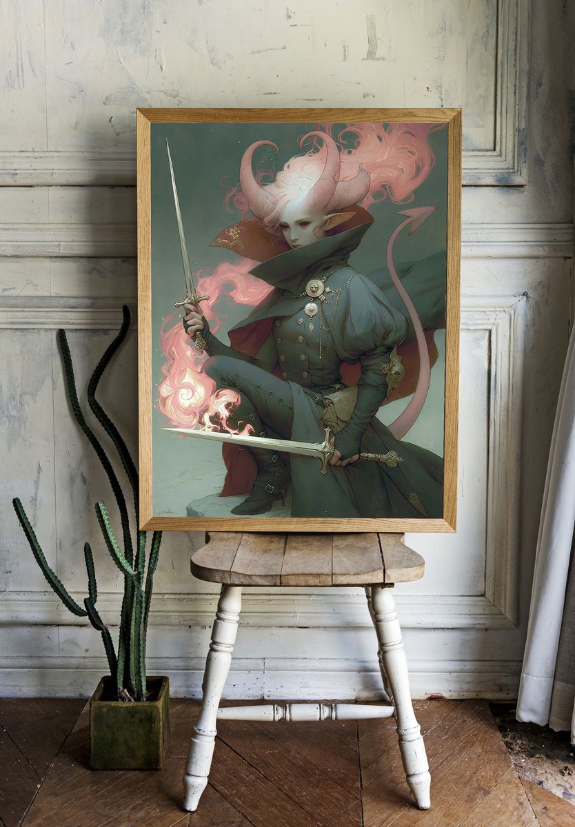 Horned Fantasy Warrior Poster. — room view 1