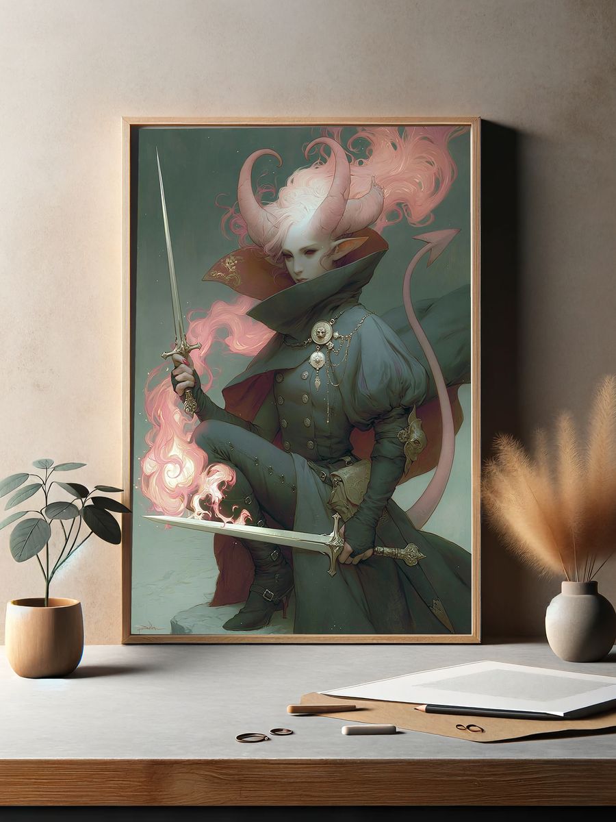 Horned Fantasy Warrior Poster. — room view 2