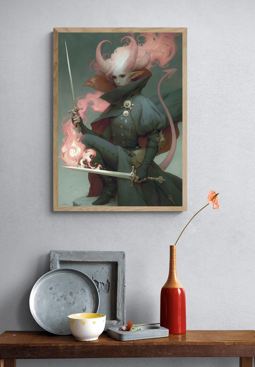 Horned Fantasy Warrior Poster. — room view 3