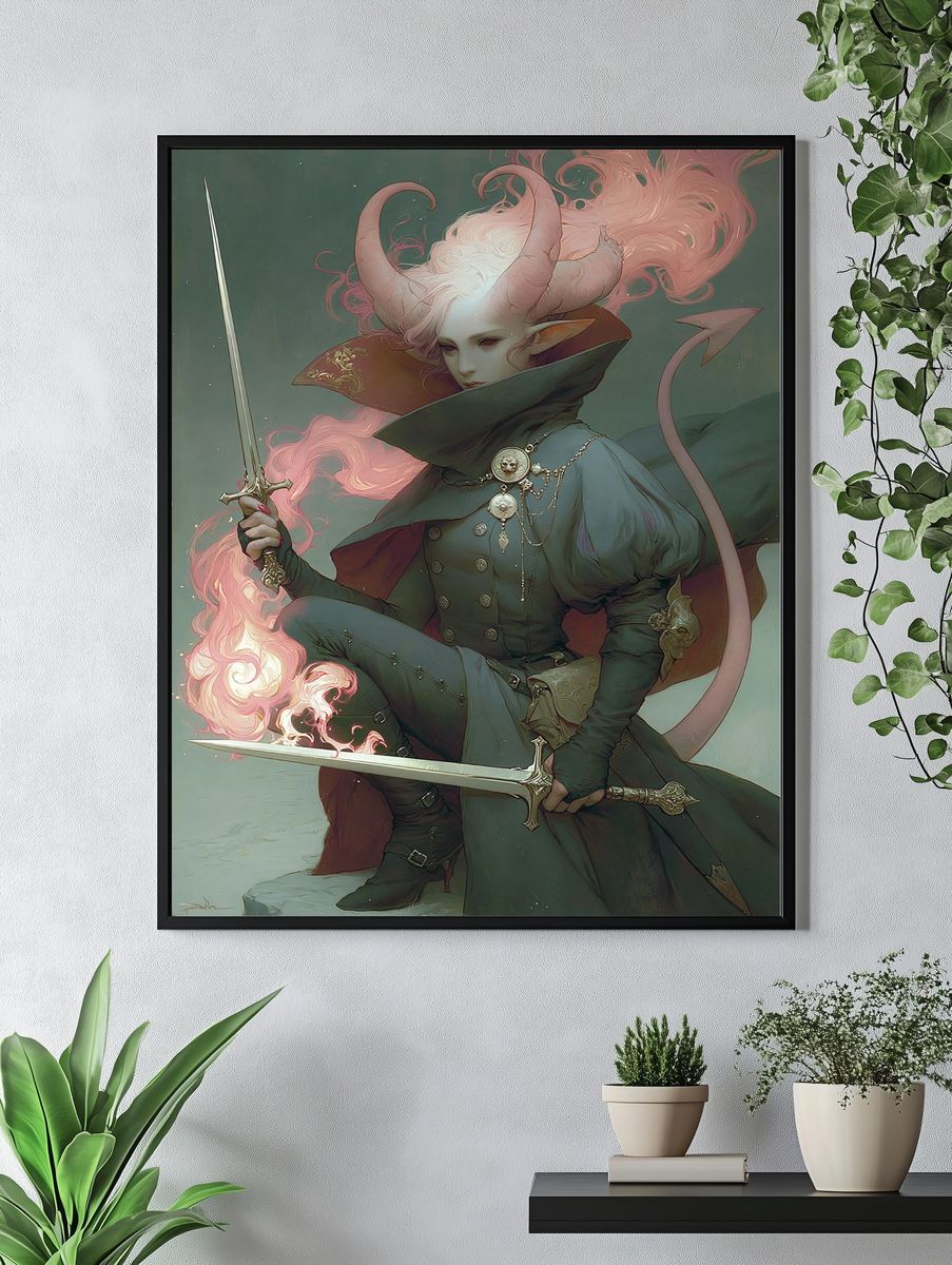 Horned Fantasy Warrior Poster. — room view 4