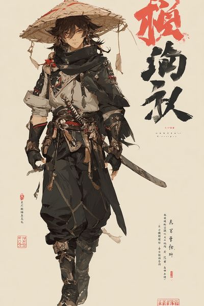 Samurai Warrior Ink Illustration Poster. poster