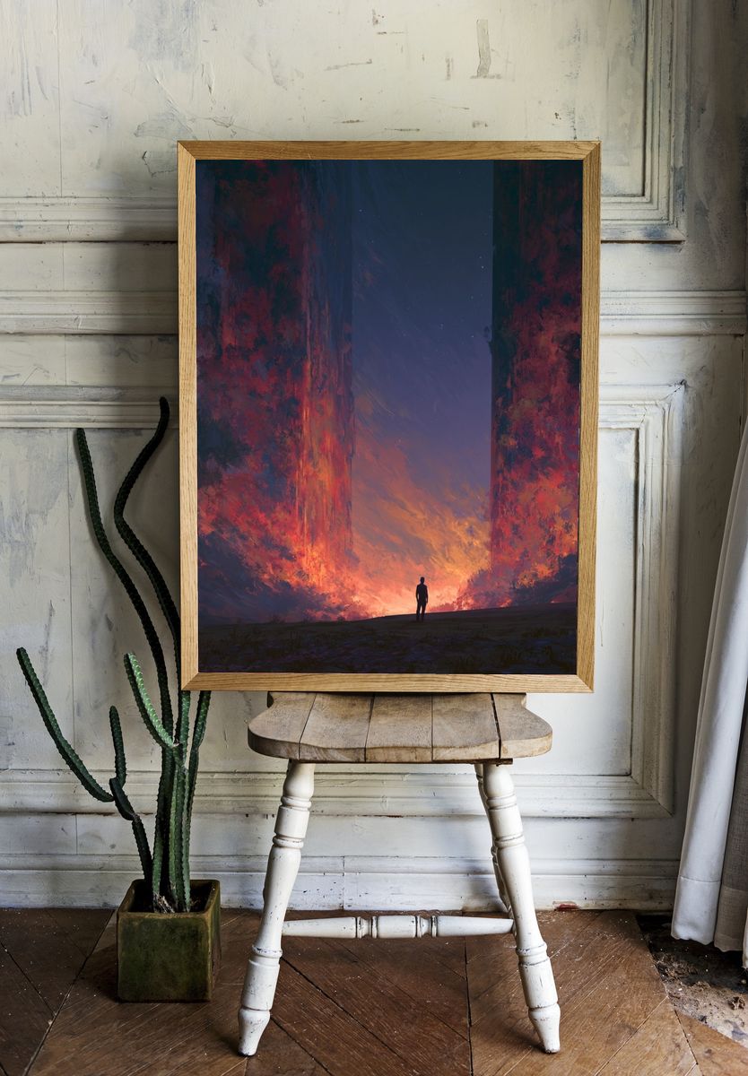 Cosmic Canyon Silhouette Print. — room view 1