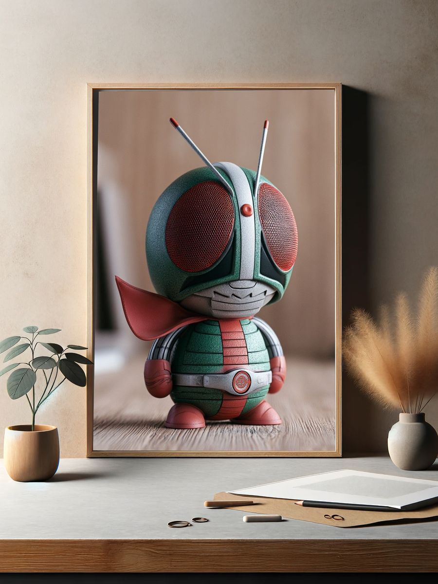 Retro Robot Beetle Illustration Poster. — room view 2