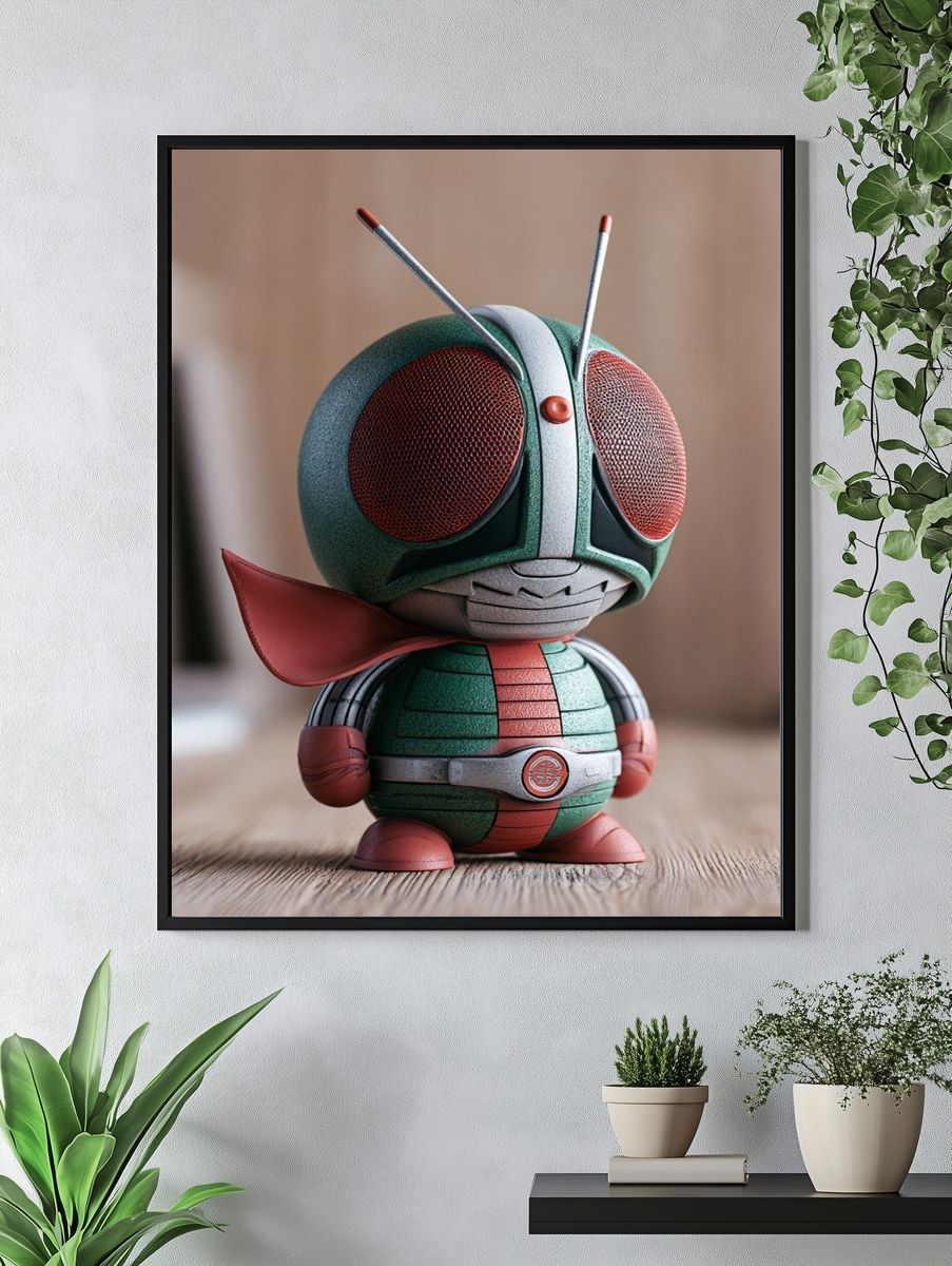 Retro Robot Beetle Illustration Poster. — room view 4