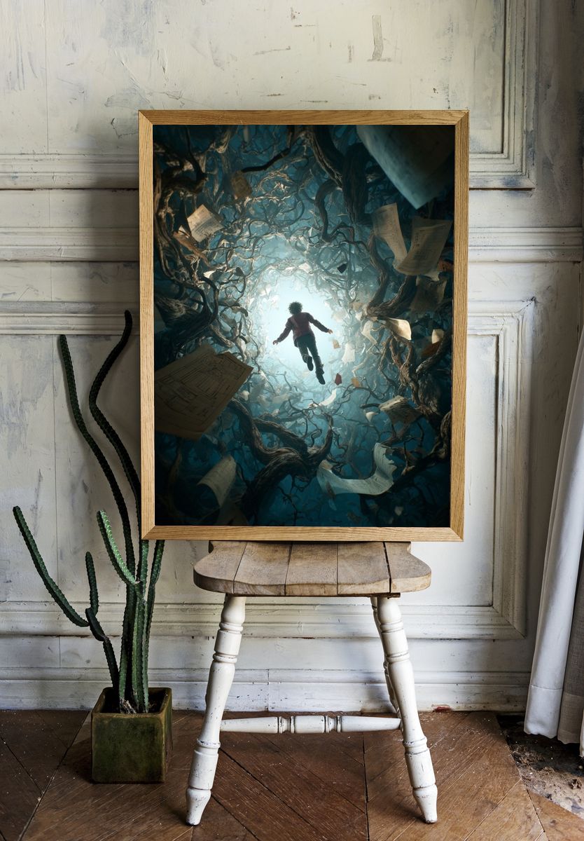 Floating Through the Forest of Papers Print. room preview