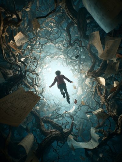 Floating Through the Forest of Papers Print. poster print