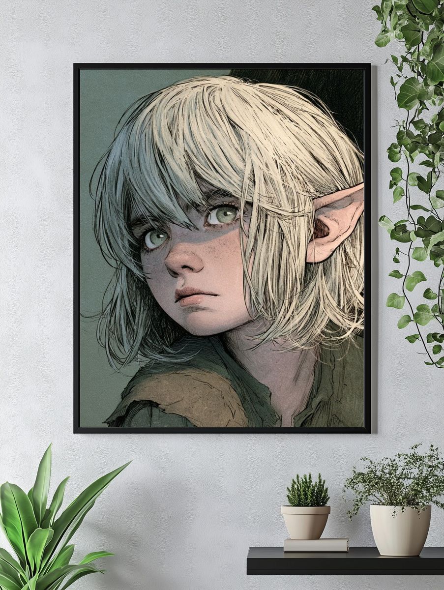 Elf Portrait Illustration Poster. — room view 4