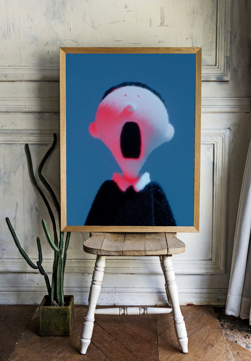 Surprised Figure Digital Art Poster room preview