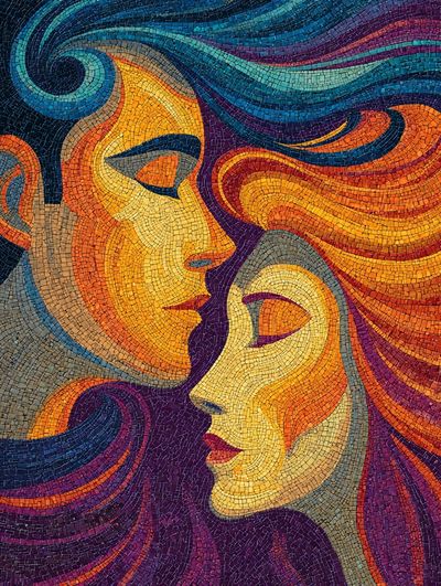 Abstract Mosaic Faces Poster. poster print