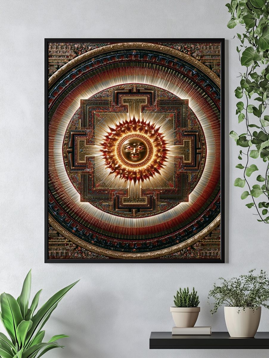 Radiant Sun Mandala Illustration Poster. — room view 4
