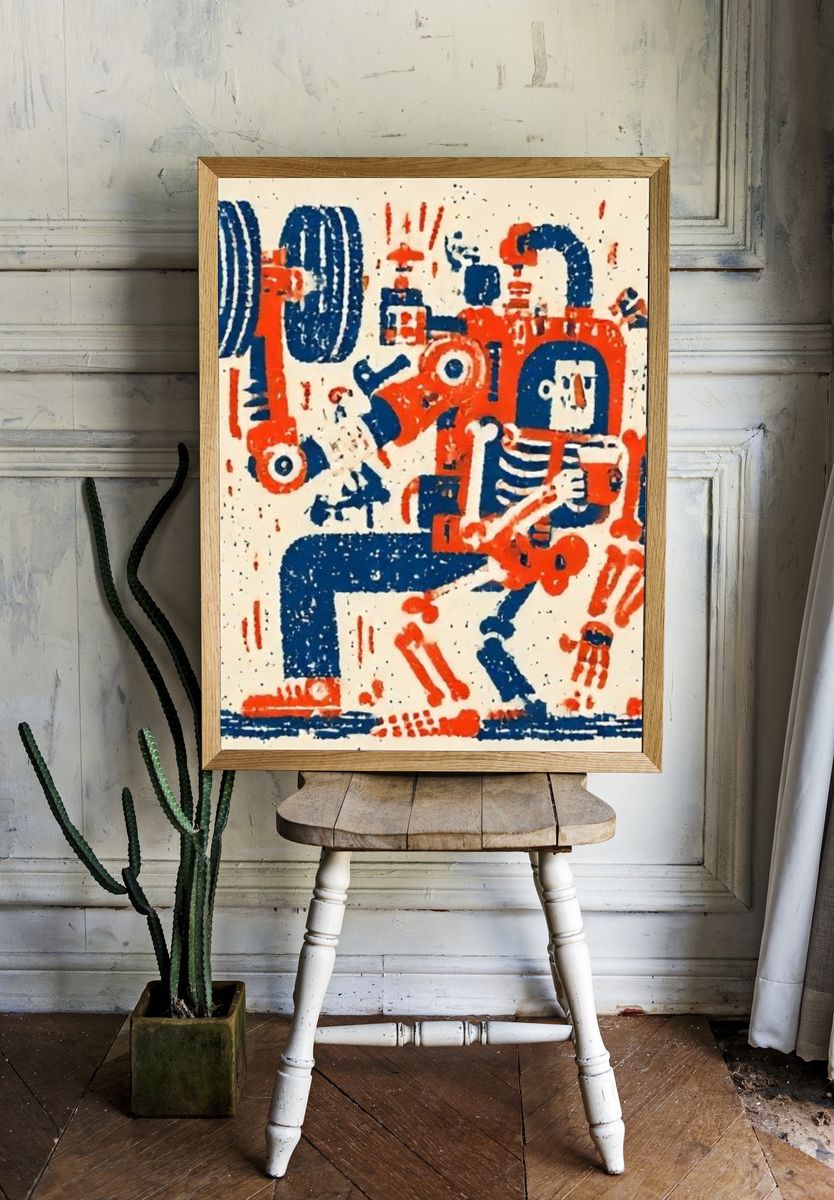 Robot Dance Illustration Poster. — room view 1