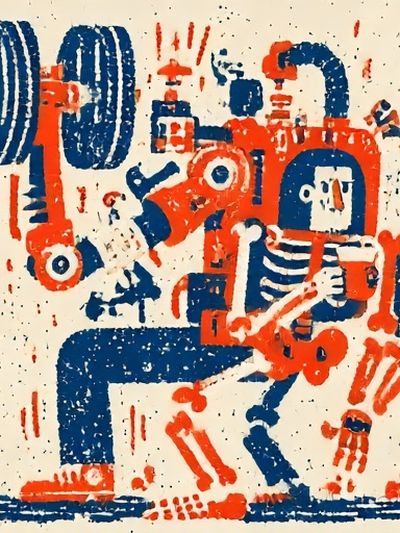 Robot Dance Illustration Poster.