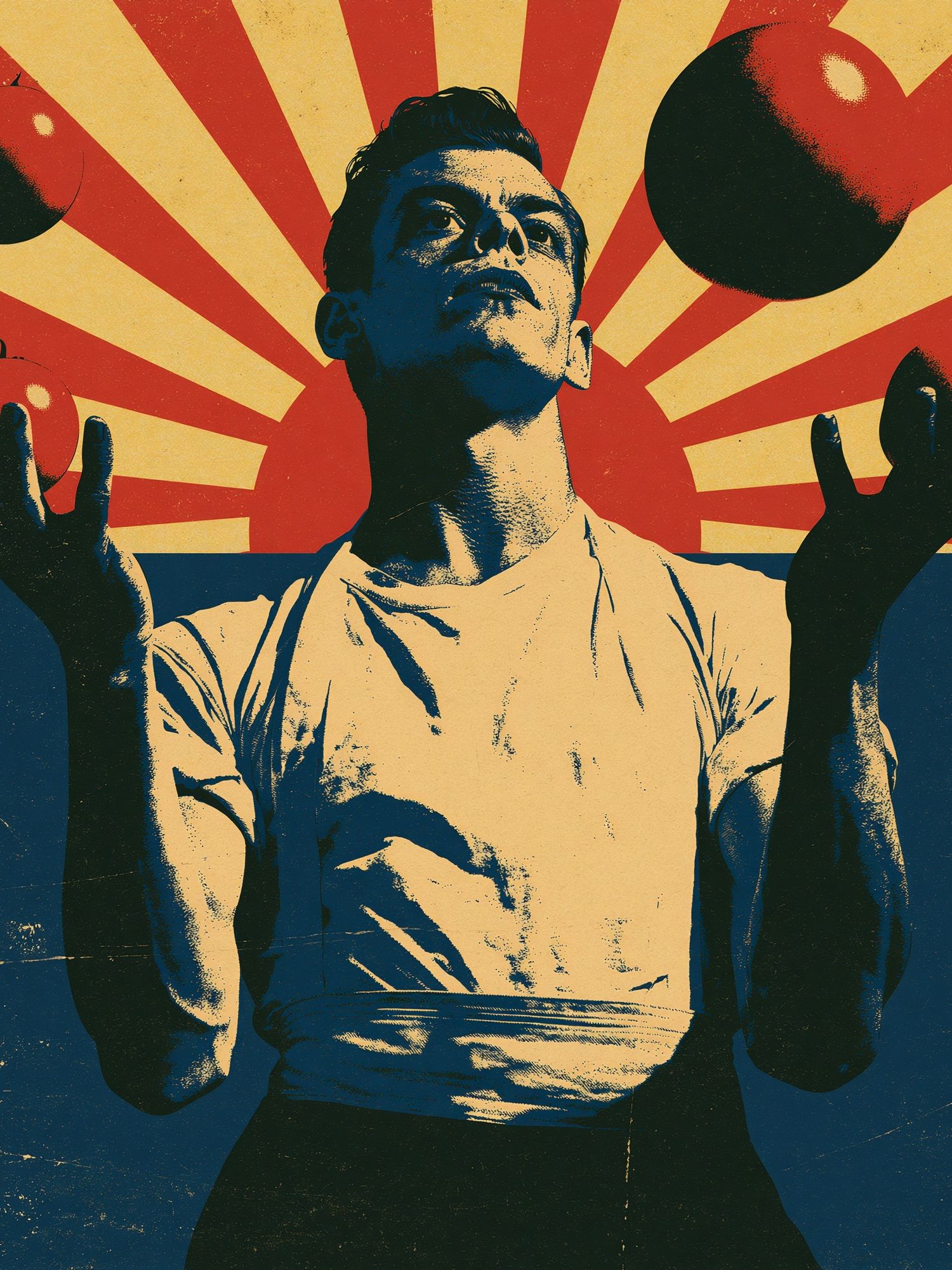 Juggler with Apples Retro Poster. poster detail