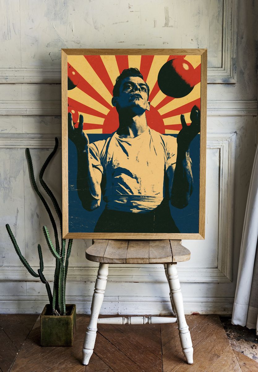 Juggler with Apples Retro Poster. room preview