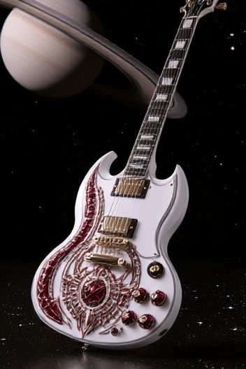 Cosmic Electric Guitar Illustration Poster. poster — illustration art