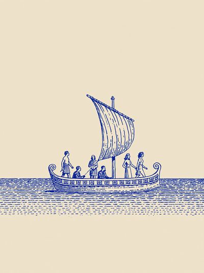 Ancient Sailboat Illustration Poster. poster print