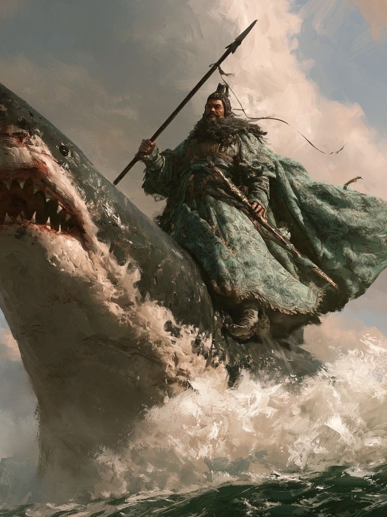 Shark Rider Fantasy Print. poster detail
