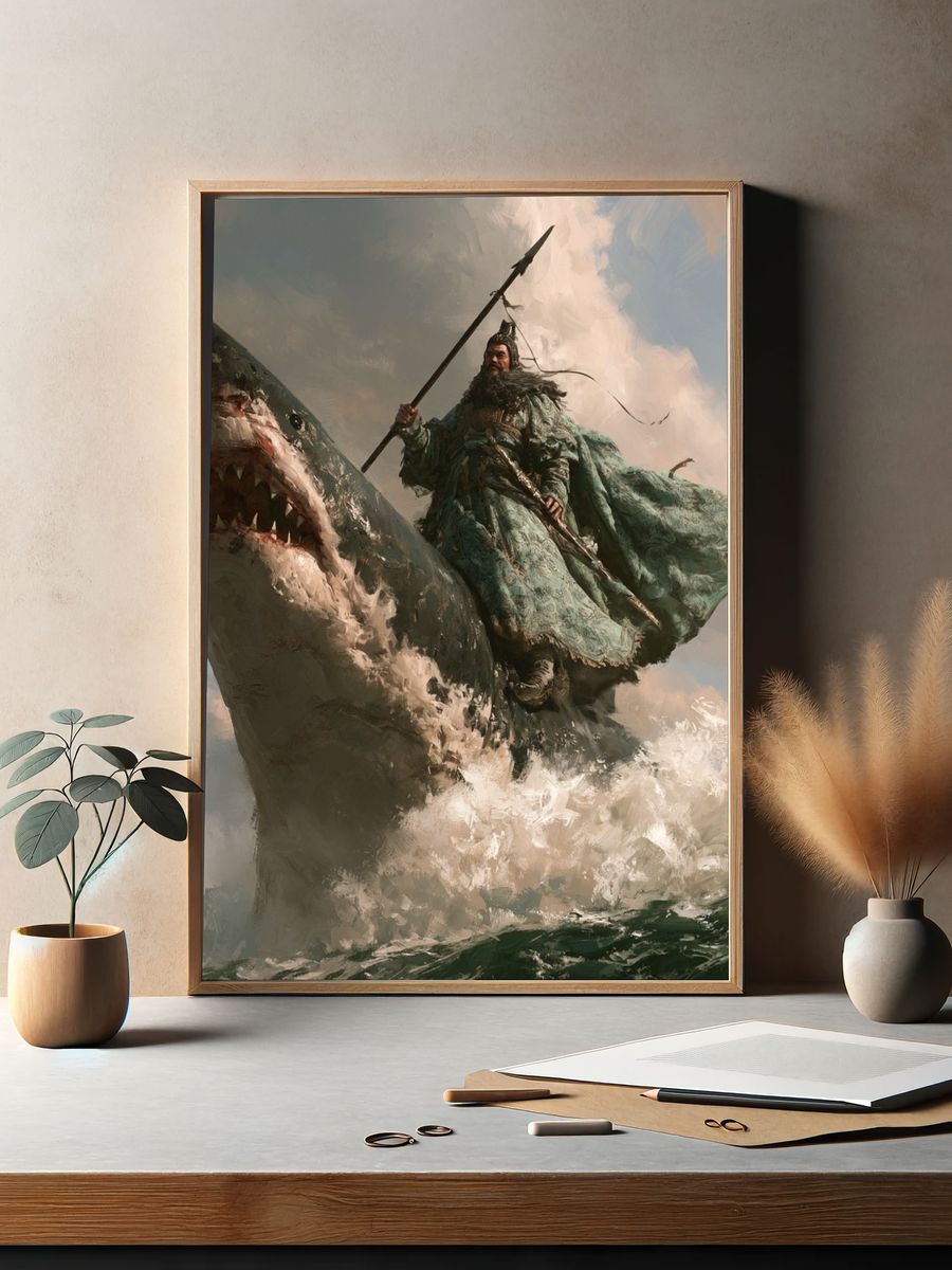 Shark Rider Fantasy Print. — room view 2