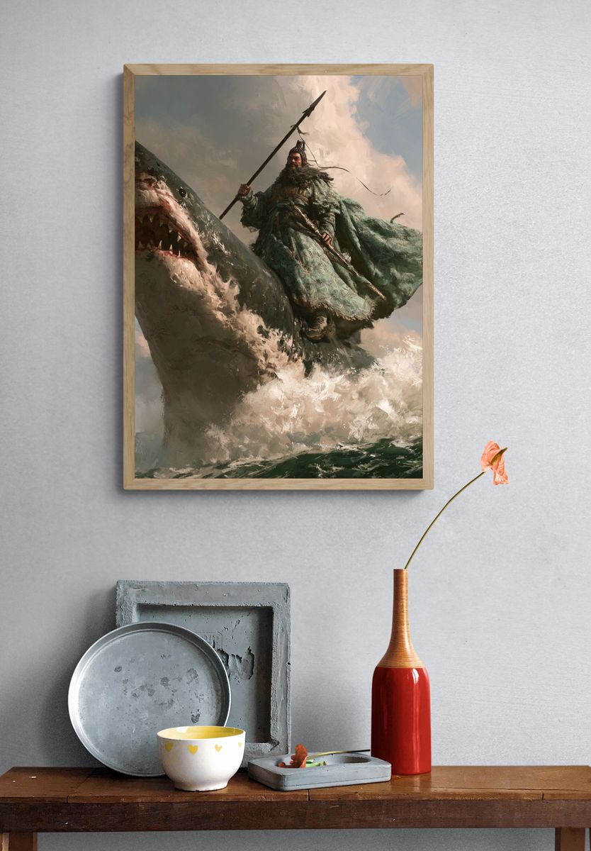 Shark Rider Fantasy Print. — room view 3