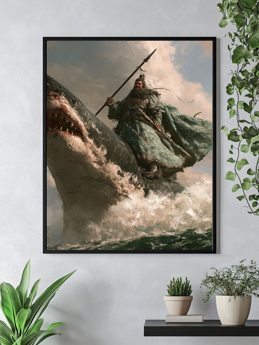 Shark Rider Fantasy Print. — room view 4