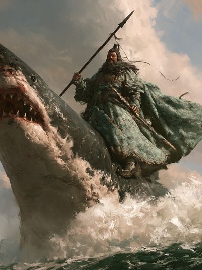 Shark Rider Fantasy Print.