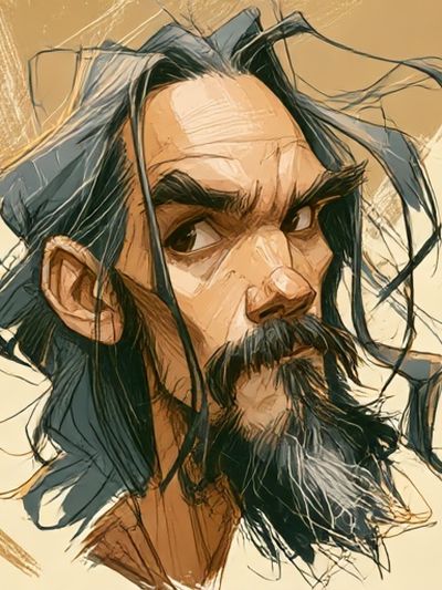 Bearded Man Portrait Illustration Poster. poster