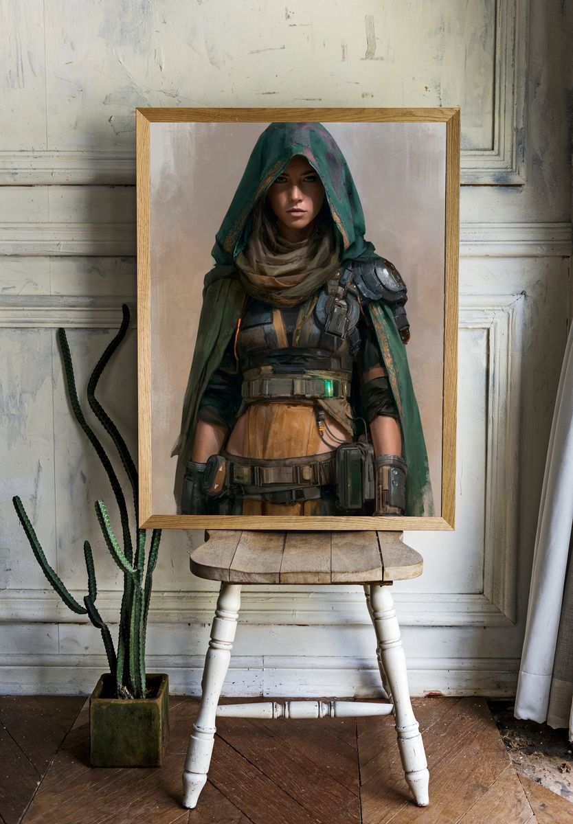 Desert Warrior Portrait Print. room preview