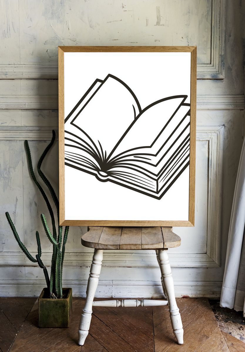 Open Book Line Art Poster. room preview