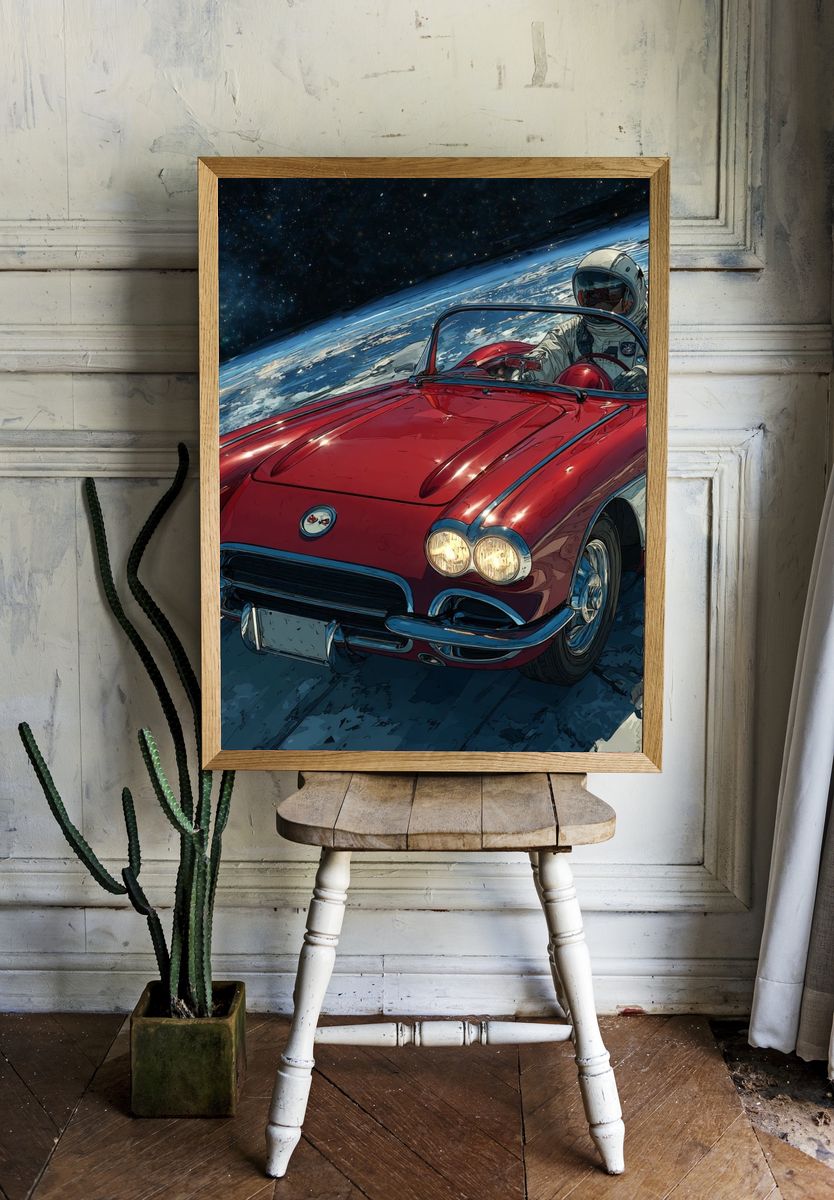 Astronaut Corvette in Space Poster room preview