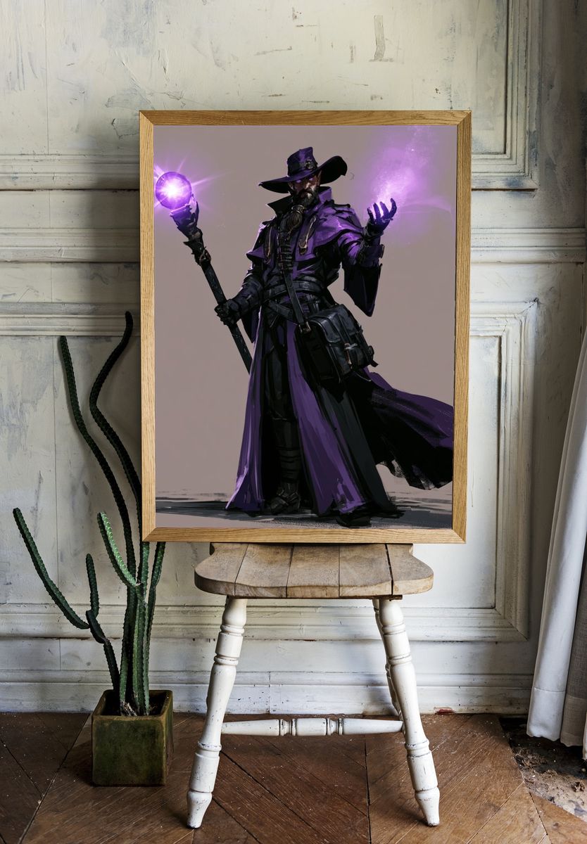 Purple Sorcerer Digital Art Poster. room preview