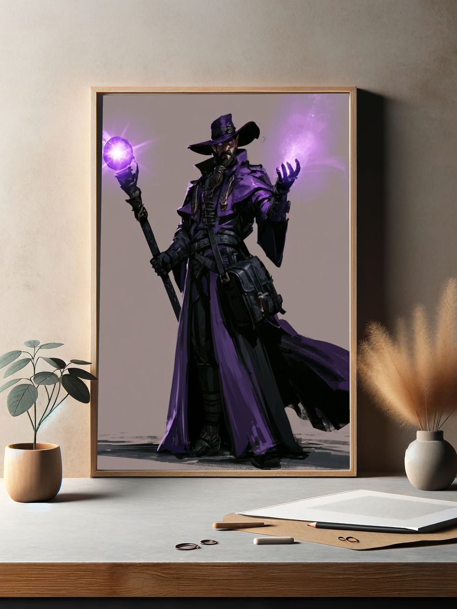 Purple Sorcerer Digital Art Poster. — room view 2
