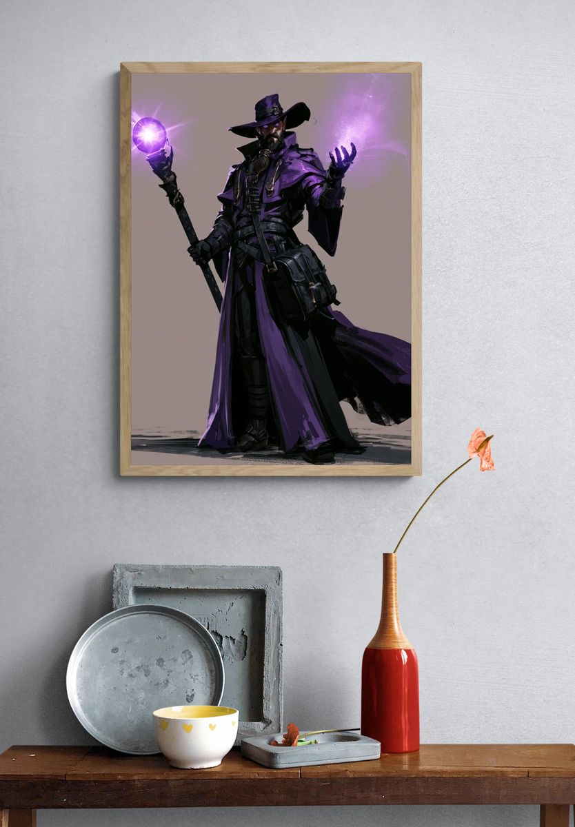 Purple Sorcerer Digital Art Poster. — room view 3