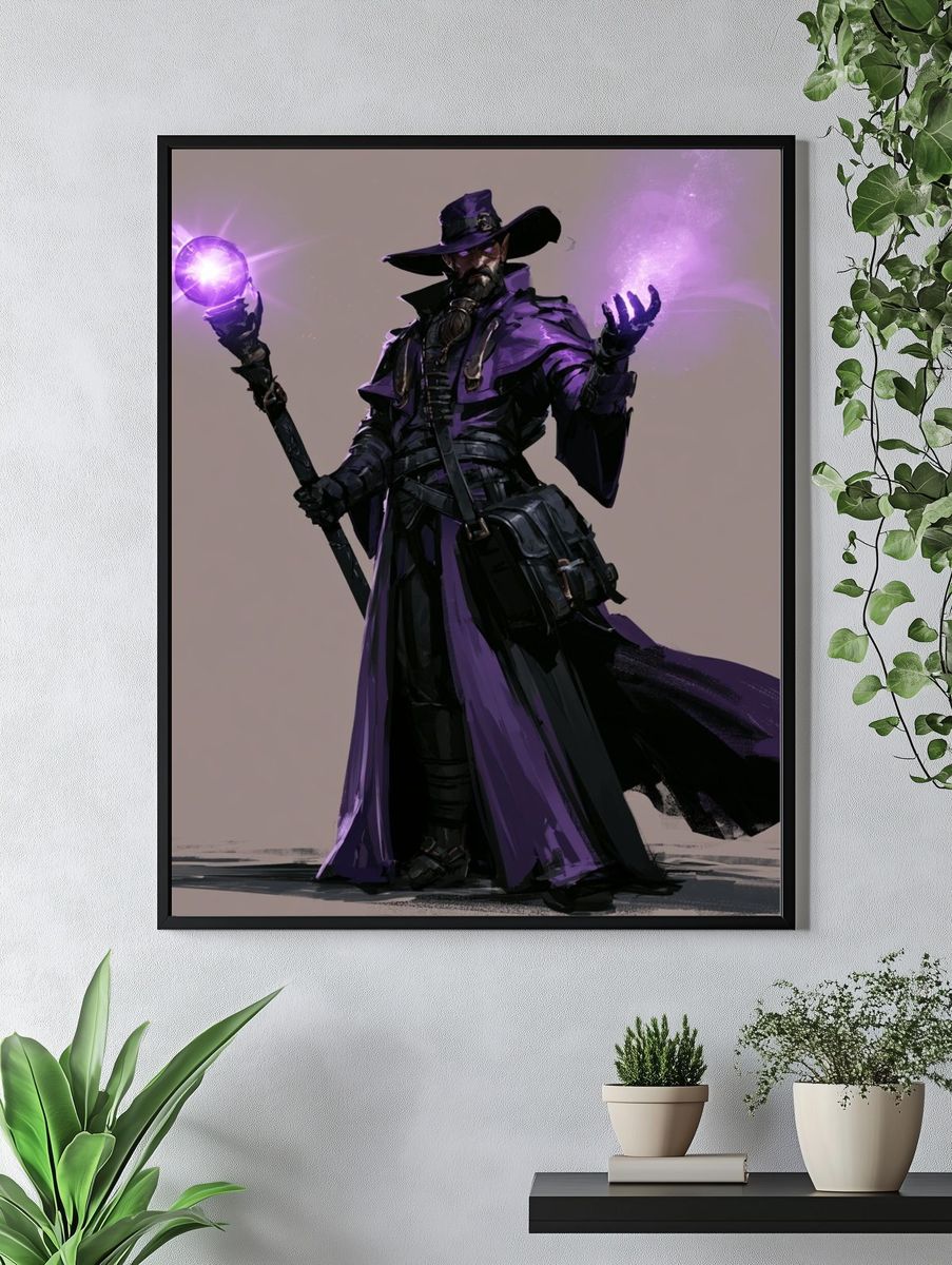 Purple Sorcerer Digital Art Poster. — room view 4