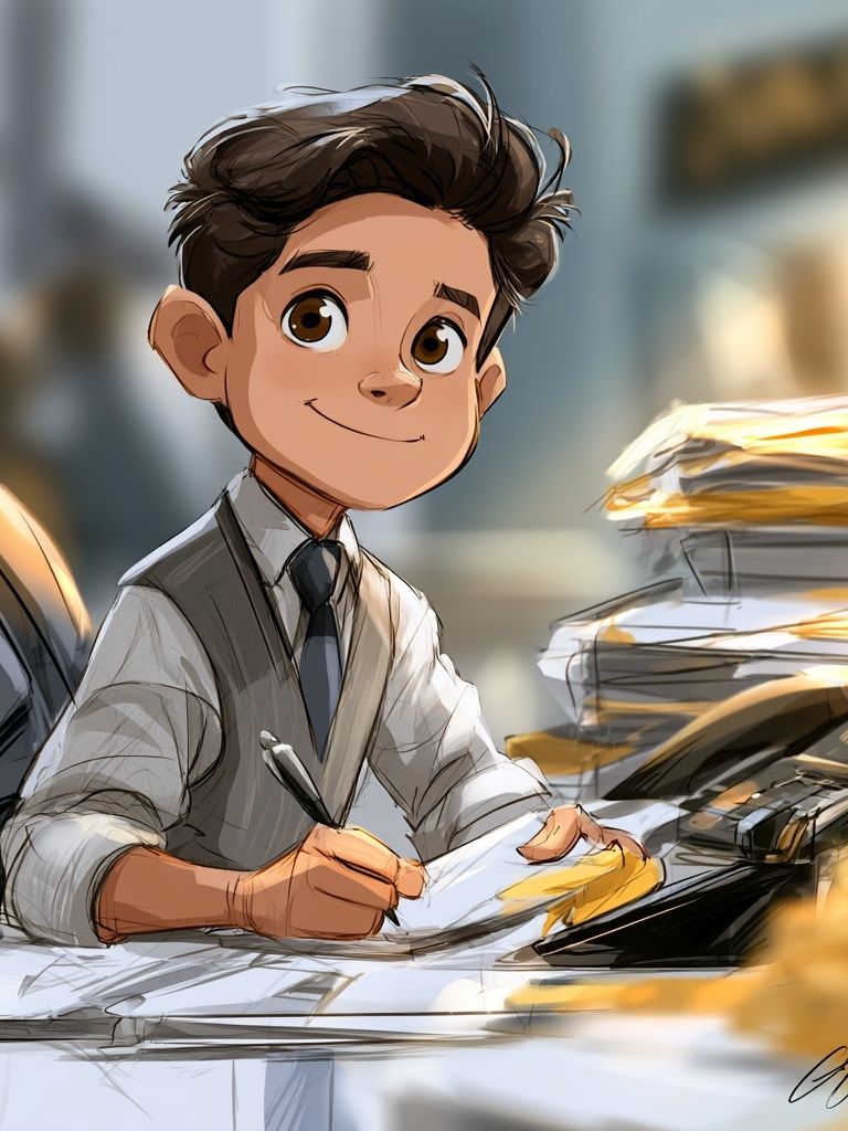 Young Office Worker Illustration Poster. poster detail