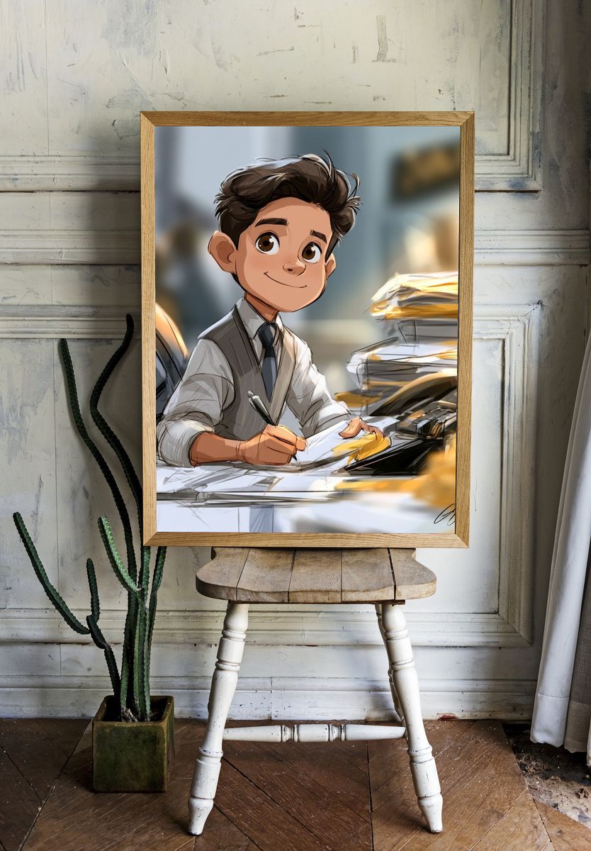 Young Office Worker Illustration Poster. room preview