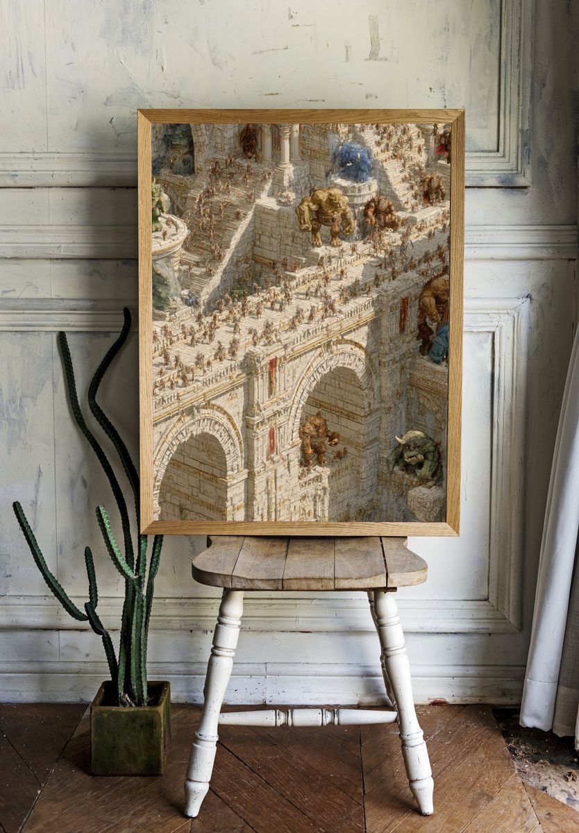 Fantasy Citadel Siege Illustration Poster. — room view 1