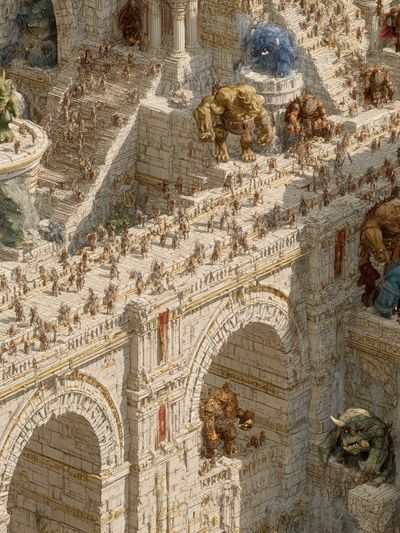 Fantasy Citadel Siege Illustration Poster. poster print
