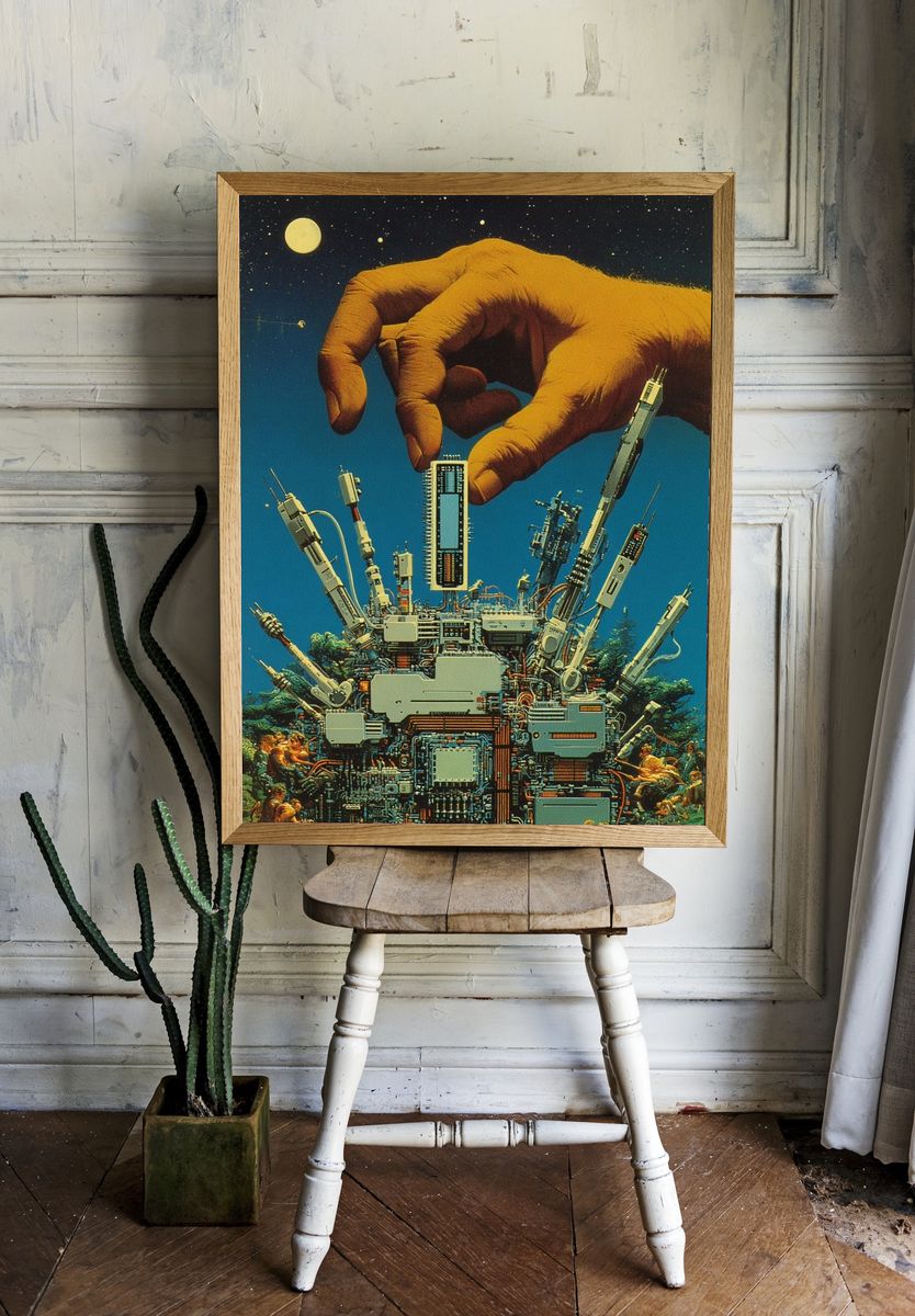 Surreal Cybernetic Hand Poster room preview