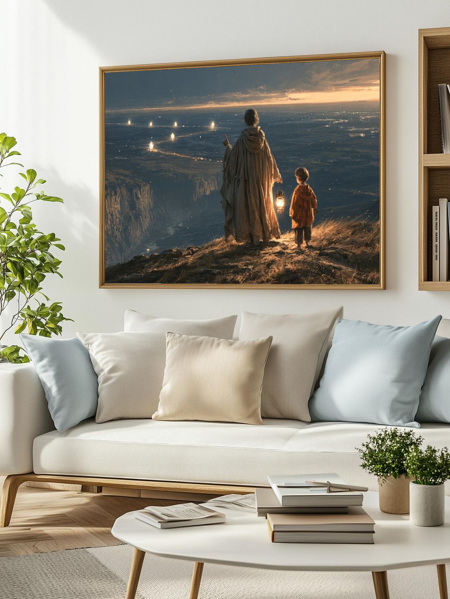 Lantern Over the Valley Illustration Poster. — room view 2