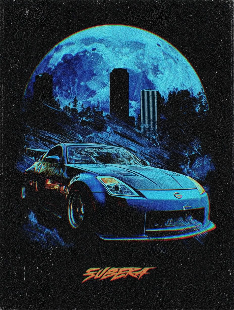 Nissan 350Z Moonlit City Poster. poster detail
