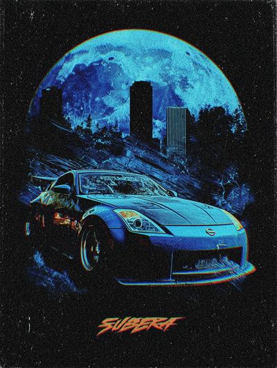 Nissan 350Z Moonlit City Poster.