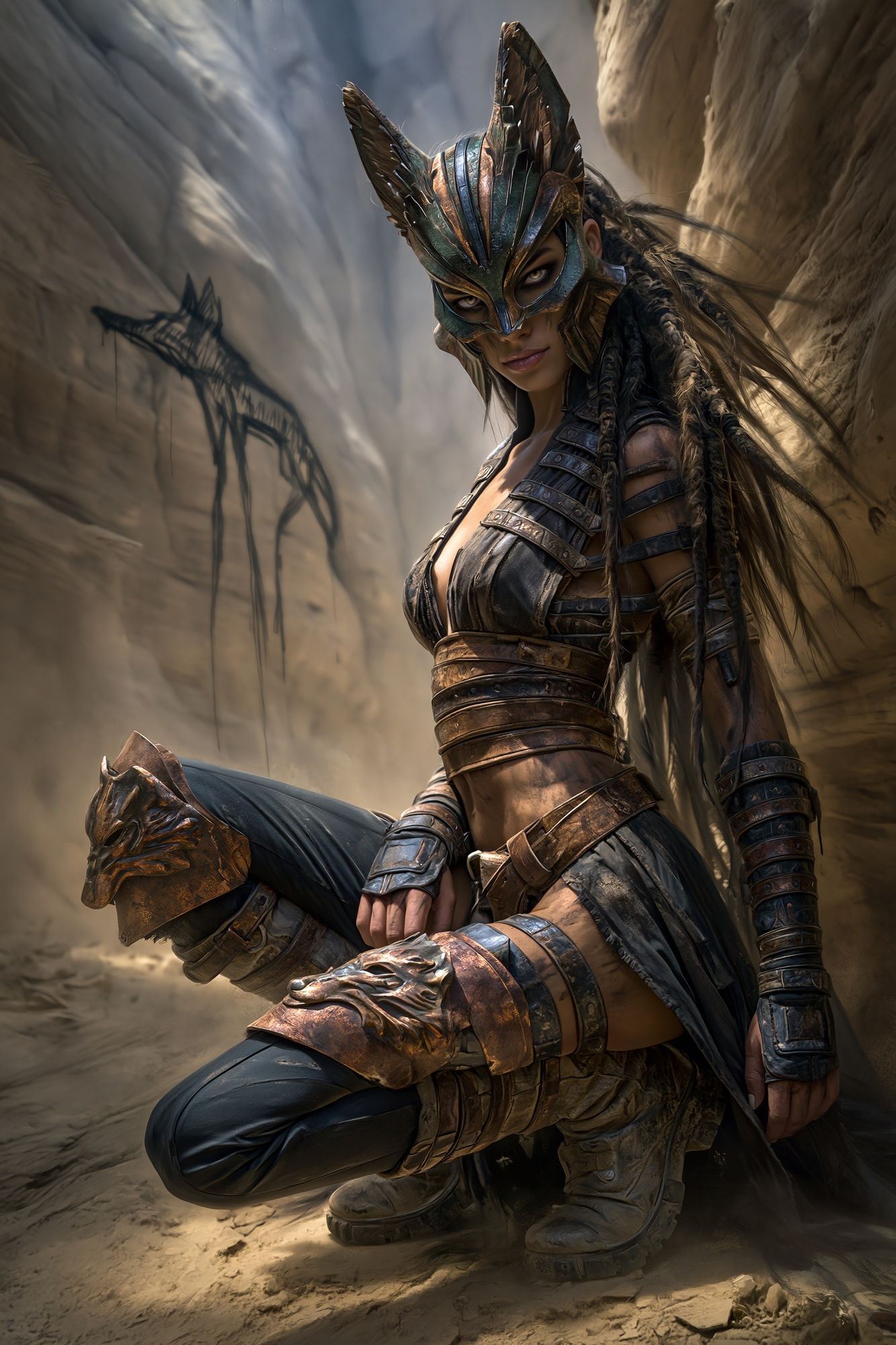 Masked Warrior Fantasy Print. poster detail