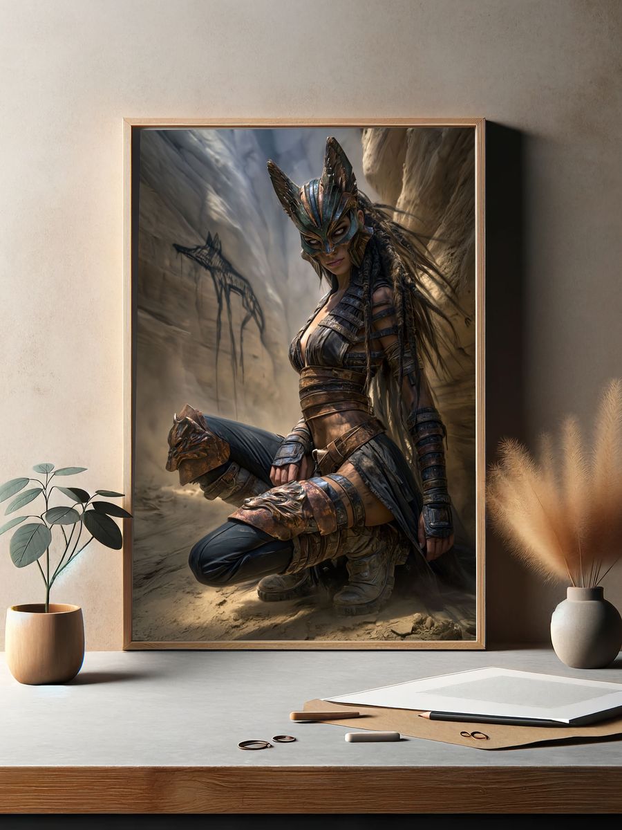Masked Warrior Fantasy Print. — room view 2
