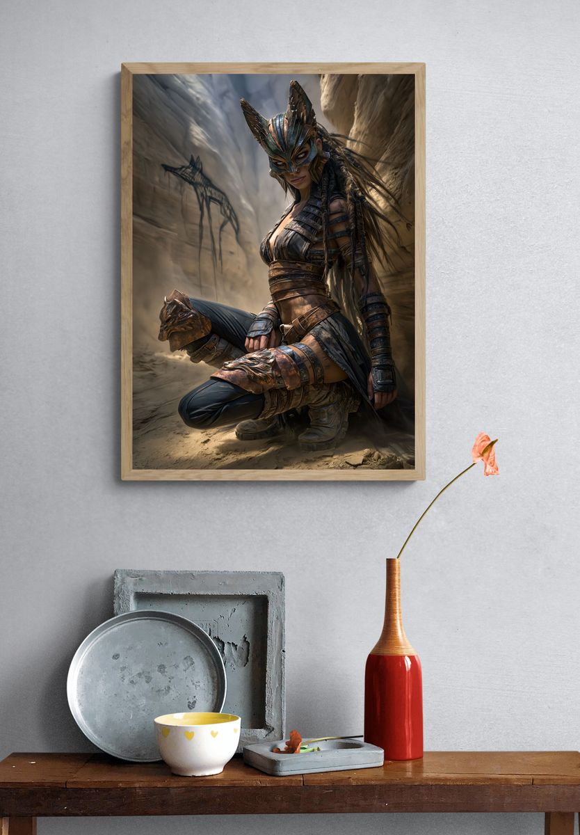 Masked Warrior Fantasy Print. — room view 3