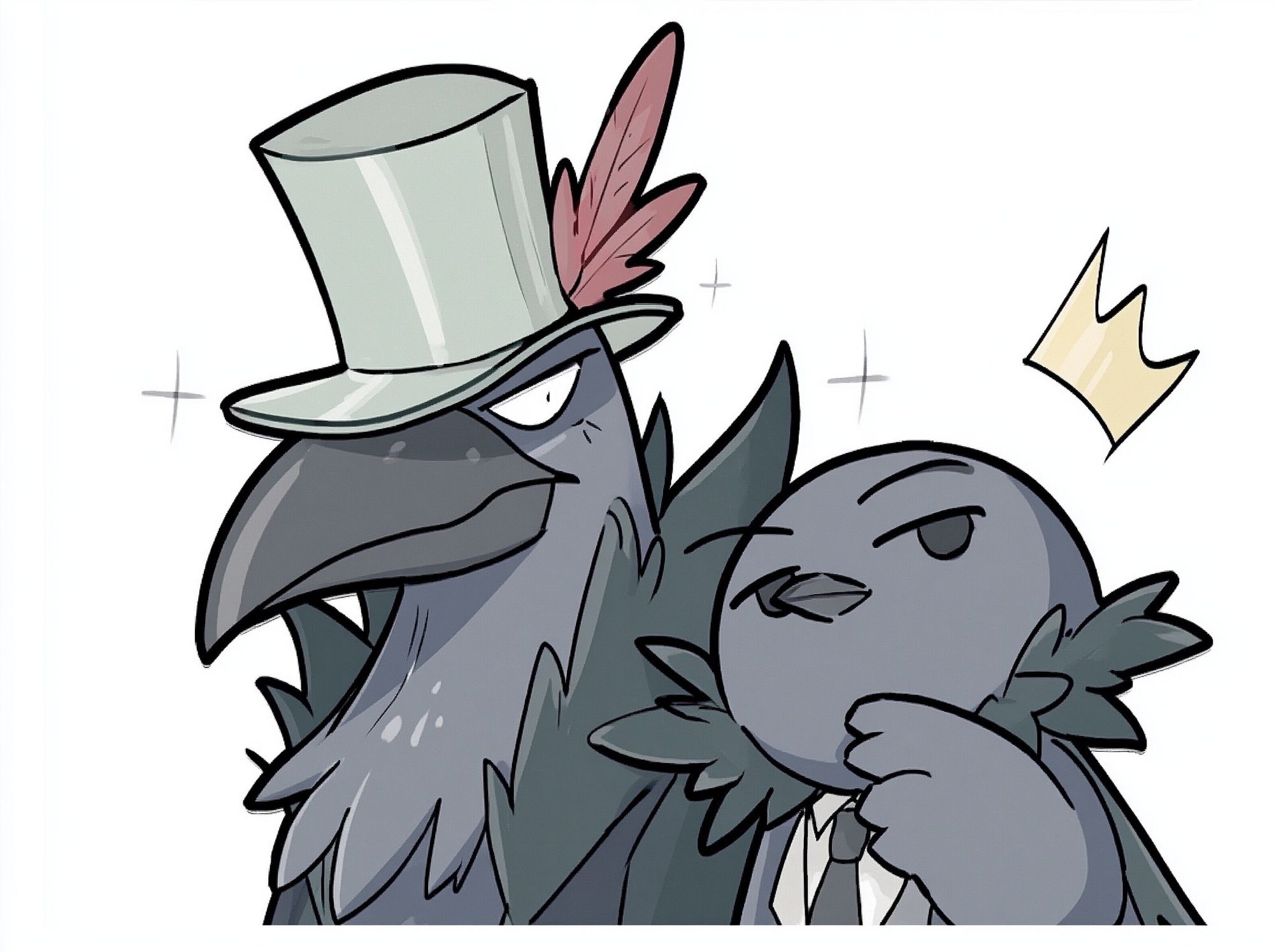 Top Hat Crow Duo Illustration Poster. poster detail