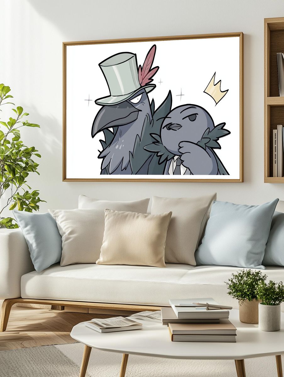 Top Hat Crow Duo Illustration Poster. — room view 2
