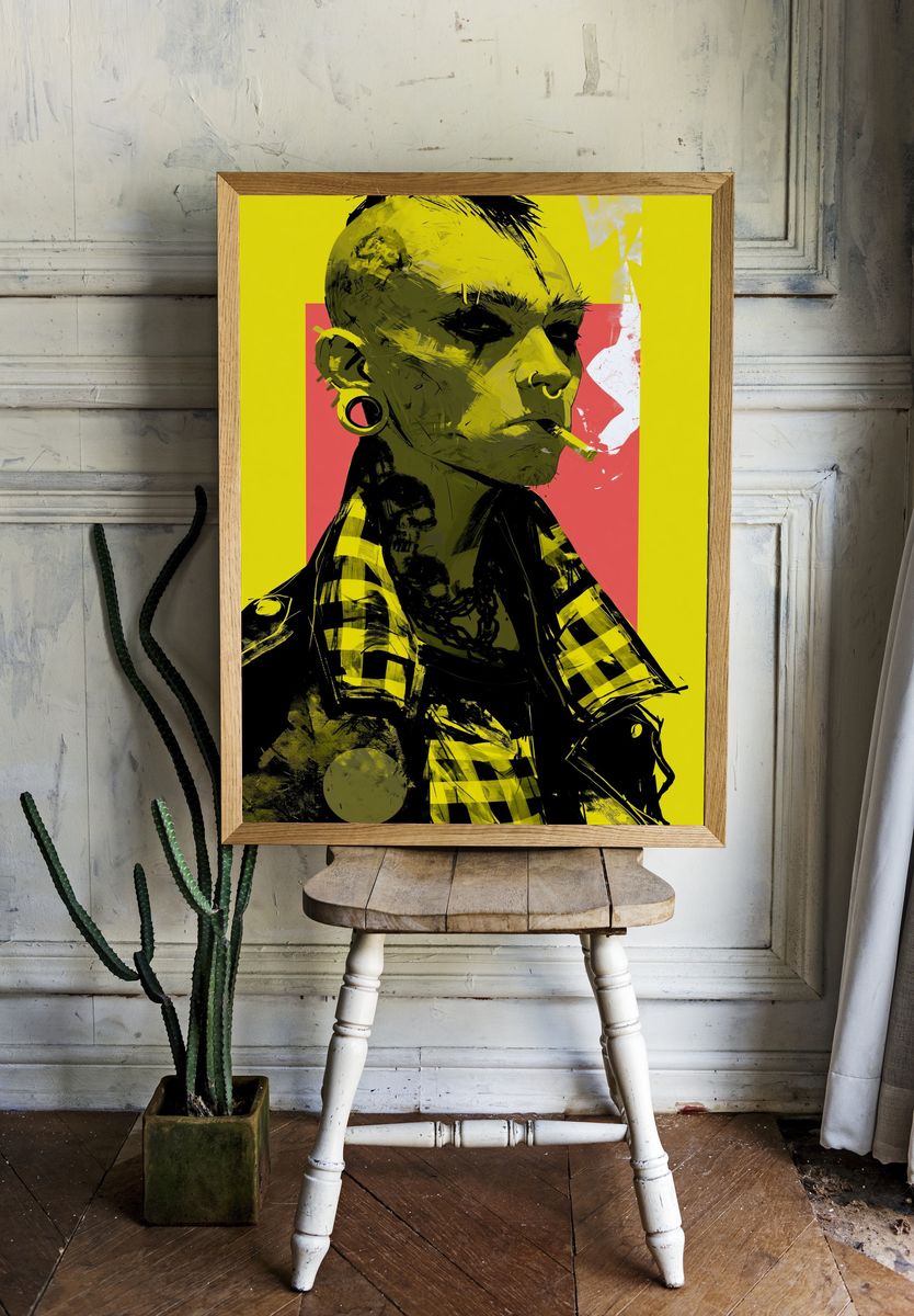 Punk Portrait Illustration Poster. — room view 1