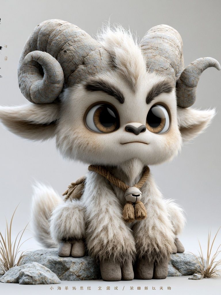 Cute Ram Character Illustration Poster. poster detail