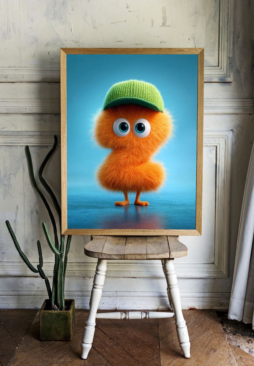 Cute Orange Character Illustration Poster room preview